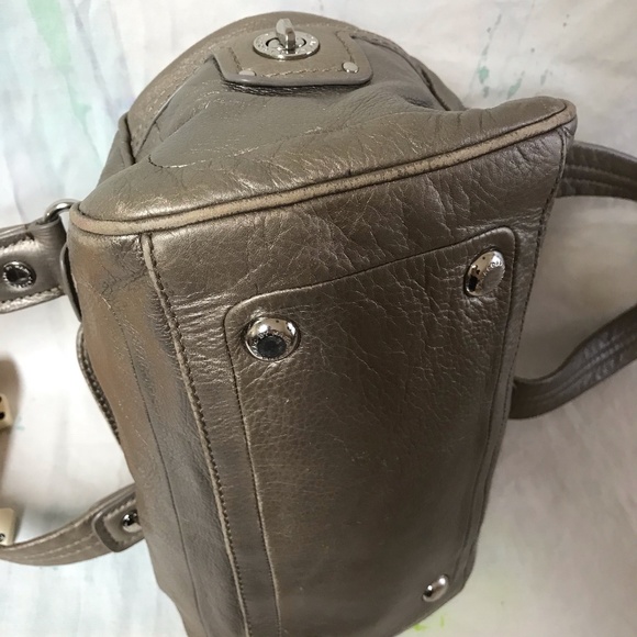 Marc by Marc Jacobs bag silvery grey leather top handle shoe box Turn key clasp - Picture 12 of 16